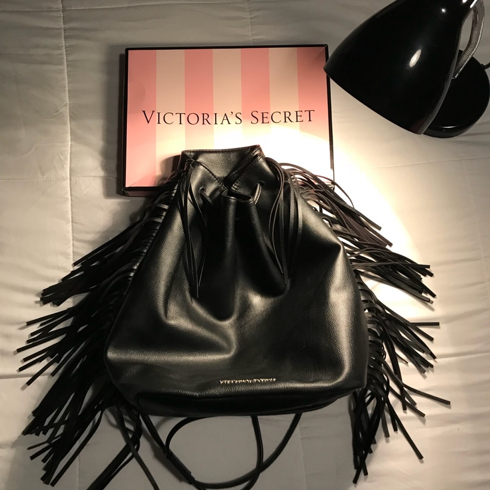 Runway Angel Fringe Mini Backpack in Black